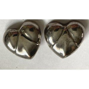 Vintage Mexican Sterling Silver Clip On Puffy Heart Earrings Signed Jondell 925